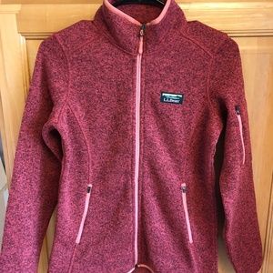 LL Bean Ladies Zippered Jacket in Deep Coral. Brand New w Tags, Size XS